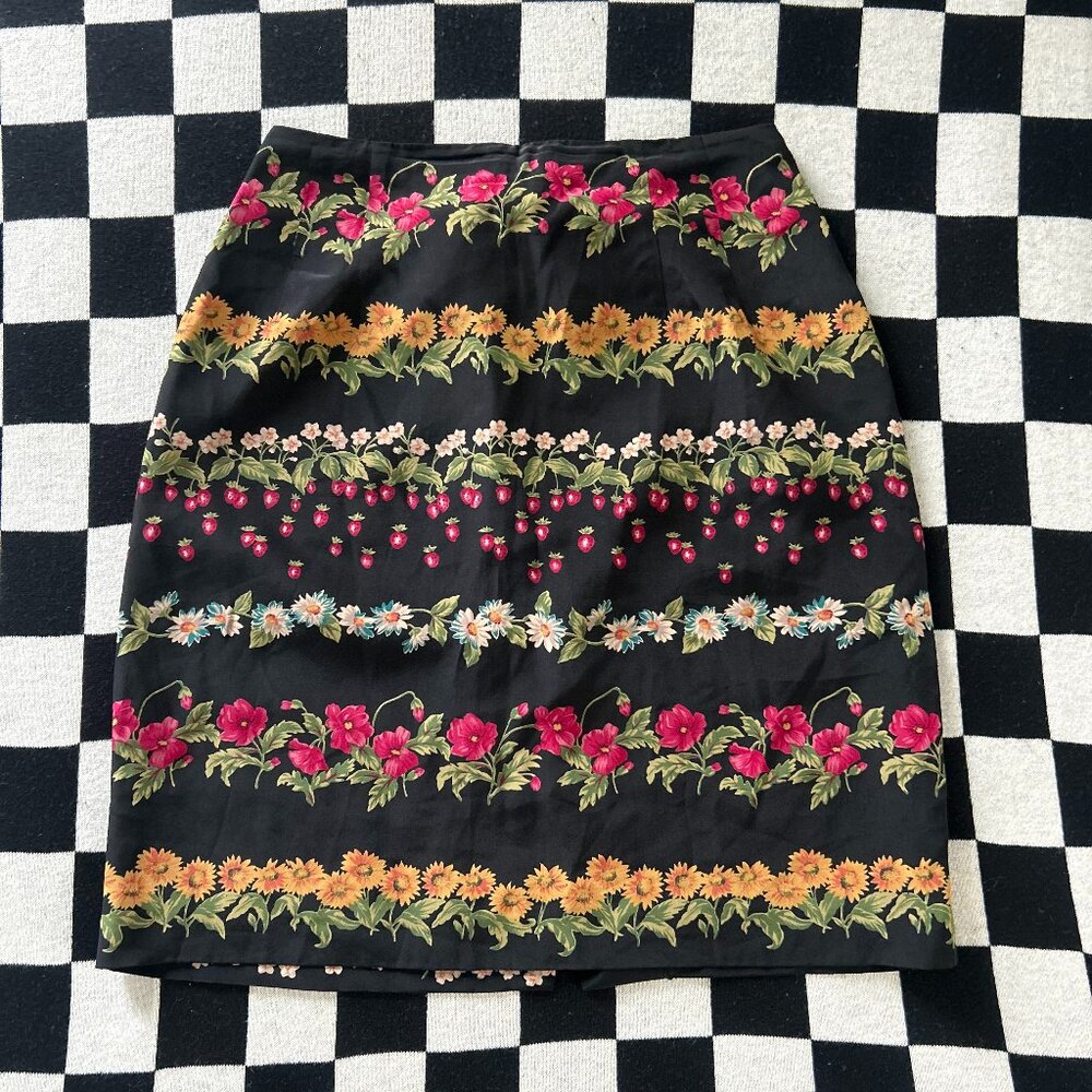 Talbots 100% Silk Floral Stripe Skirt